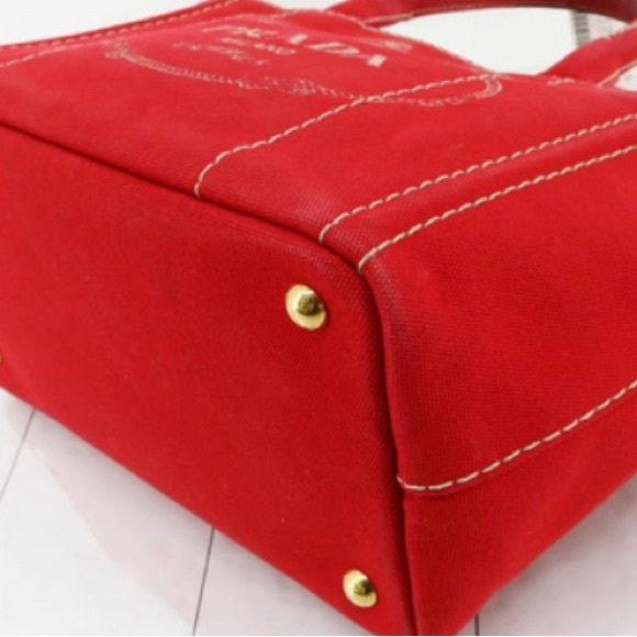 Prada Red check Canapa tote - Picture 6 of 10